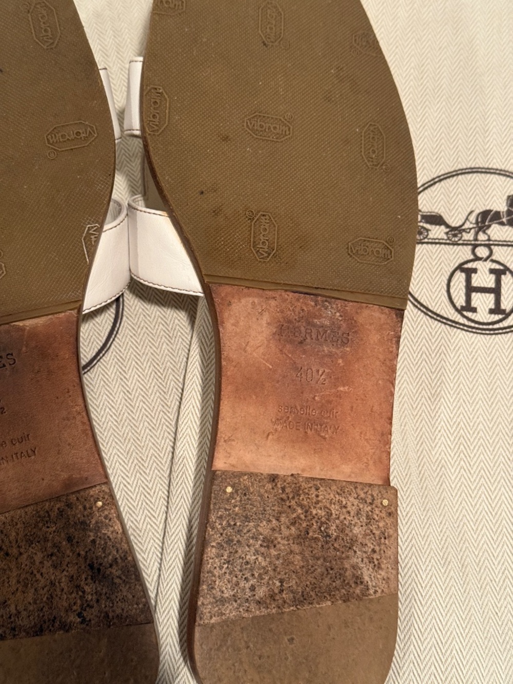 Hermes White Oran Sandals Size 40.5 - Picture 6 of 6